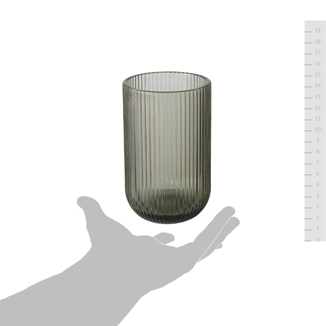 Pahar pentru apa Rigano, sticla canelata, 320 ml, gri