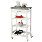 Bar de bucatarie pe roti cu sertar si trei rafturi, alb, Kesper