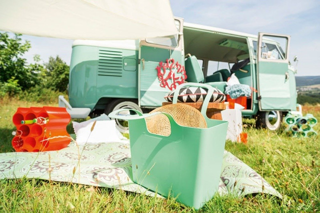 Geantă multifuncțională pentru cumpărături, plajă TASCHE XL, KOZIOL, cosmos negru