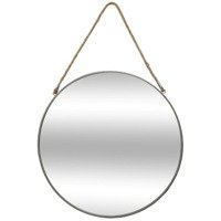 Oglindă decorativă, suspendată, rotundă, Ø 55 cm, gri