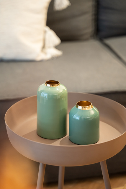 Set vaze albastre cu detaliu auriu, 3 buc