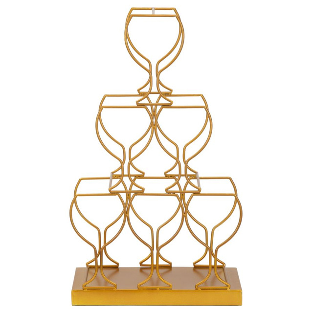 Suport pentru 6 sticle de vin, auriu, 31 x 12 x 53 cm
