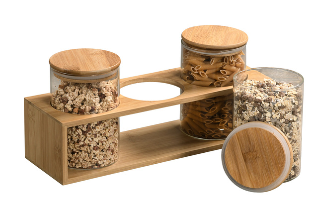 Organizatoare din bambus, inchidere ermetica, 3 bucati, Kesper