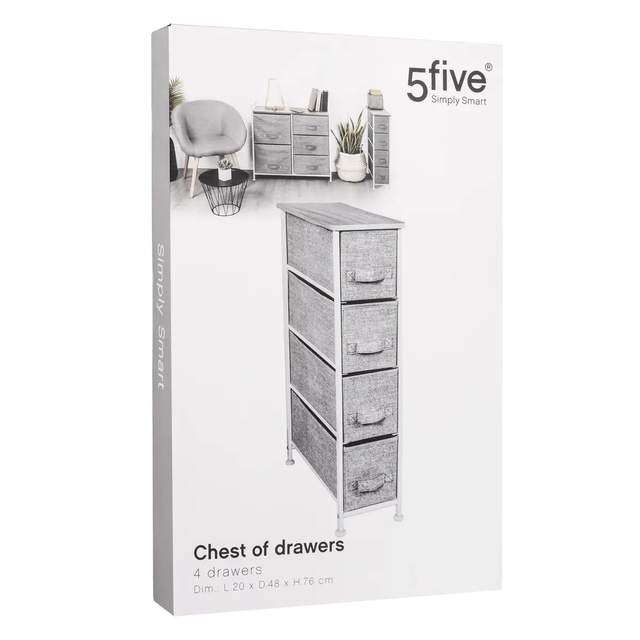 Dulap universal îngust cu 4 sertare textile