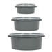 Containere pentru alimente pentru microunde, rotunde, 3 dimensiuni diferite, gri