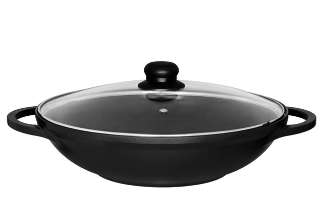Wok cu capac din sticla, Ø 32 cm