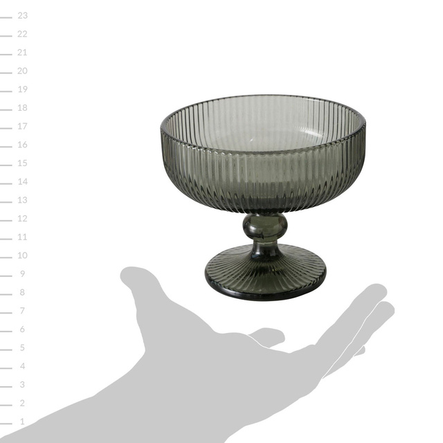 Cupa pentru  desert si  inghetata cu  nervuri, sticla  verde, 12 cm