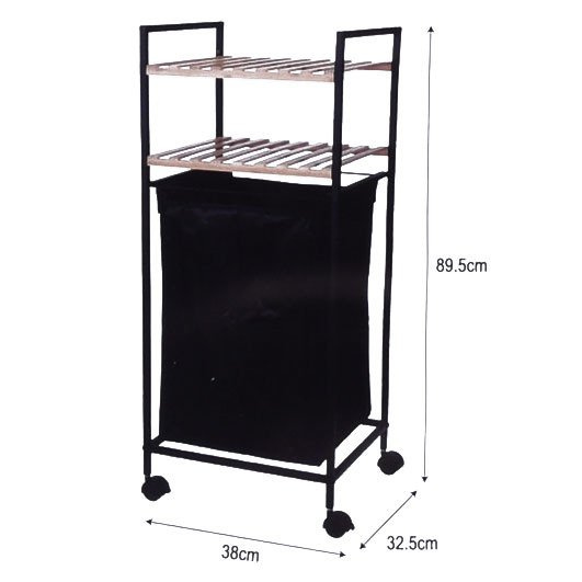 Coș de rufe, cărucior de baie mobil cu 2 rafturi, poliță de baie, 2 în 1