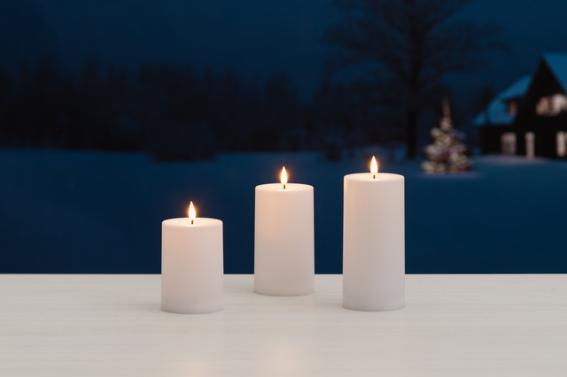 Lumânări LED, externe, 3 bucăți, 10-15 cm