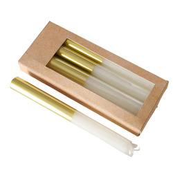 Set 4 lumanari, 
 alb cu baza aurie