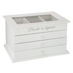 Cutie de bijuterii BIJOUX cu 3 sertare, albă