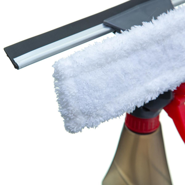 Kit de curățare geamuri: spray + racletă cu o cârpă, set