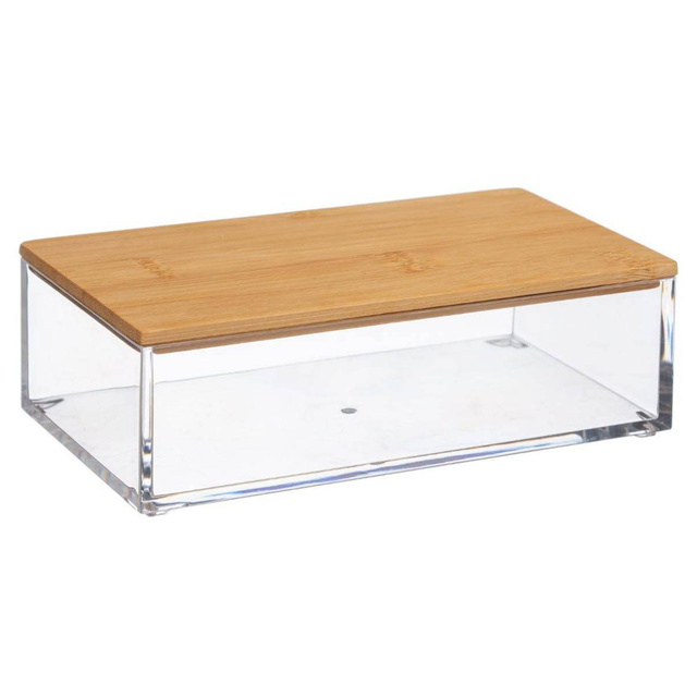 Organizator baie SELENA, dreptunghiular cu capac din bambus, 16 x 9,6 x 5 cm