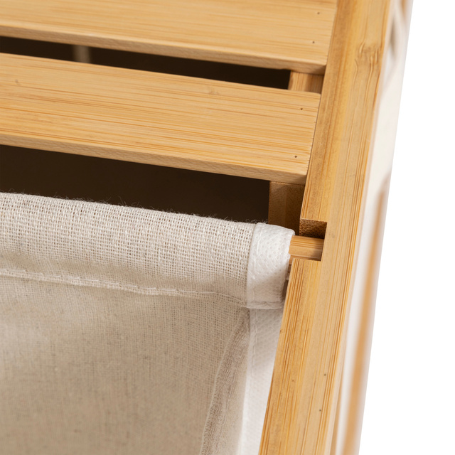 Raft din bambus cu coș pentru rufe TIDY BOX și recipiente, 66 x 33,3 x 78,5 cm