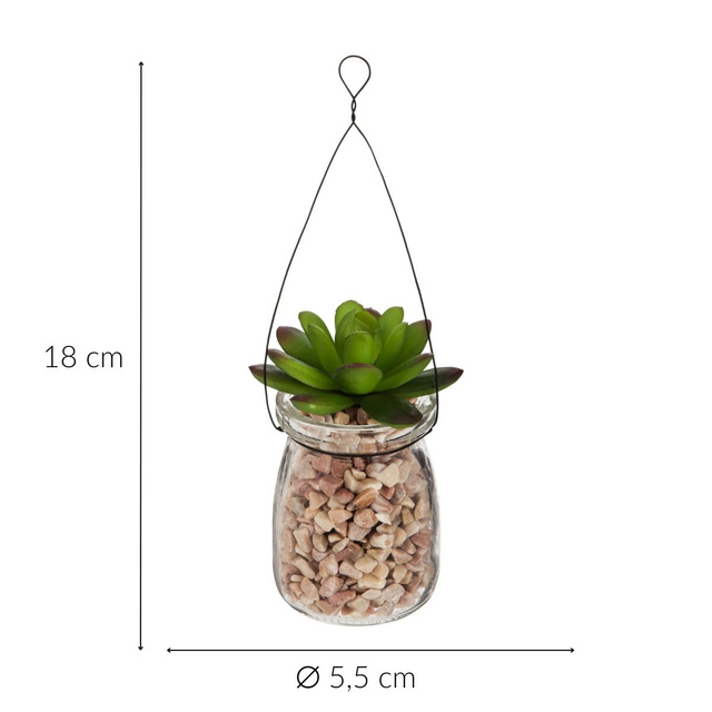 Planta suculentă artificială, ornament suspendat din sticlă