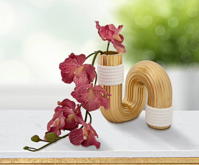 Vază în formă de undă din polirășină, înălțime 13 cm