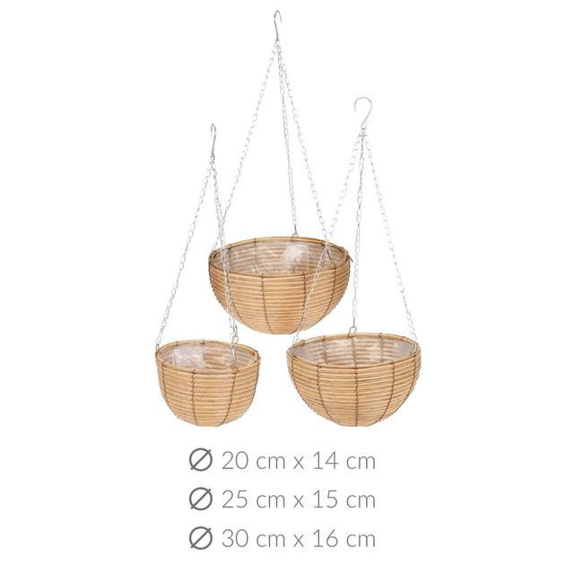 Suporturi pentru flori agățate din țesătură, 3 buc în diferite dimensiuni