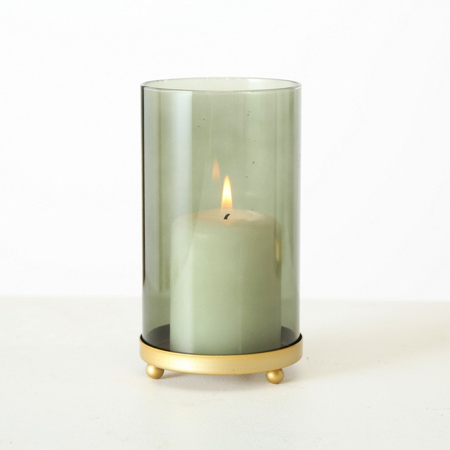 Sfeșnice din sticlă Knikki, suport auriu, 3 buc