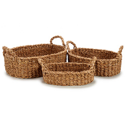 Coșuri rotunde din iarbă de mare GOW, 3 bucăți