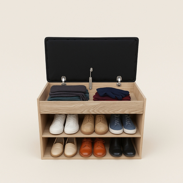 Dulap pentru pantofi cu loc de șezut LEVA, 60 x 30 x 47 cm