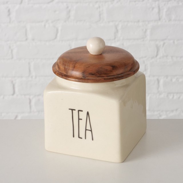 Recipient pentru alimente din ceramică, capac din lemn, SUGGY