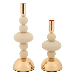 Set de 2 suporturi pentru lumânări GALAXY din metal lucios, înălțimi 22 cm & 30 cm