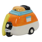 O pușculiță din ceramică colorată cu motiv de călătorie