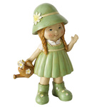 Figurina decorativa, fetita in costum verde Saskia, inaltime 15,5 cm