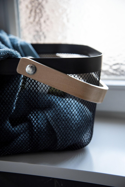 Cos metalic pentru produse cosmetice BAMBOO, cu maner de bambus, Wenko