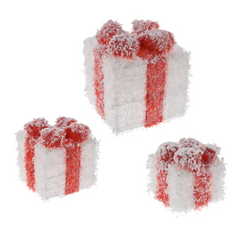 Decorațiune luminoasă cu zăpadă artificială, 3 cadouri