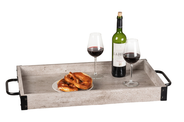 Cărucior de bucătărie RUSTICO, etajera pe trei niveluri pe roți cu suporturi pentru sticle și pahare - 80 x 89,5 x 40 cm, WENKO