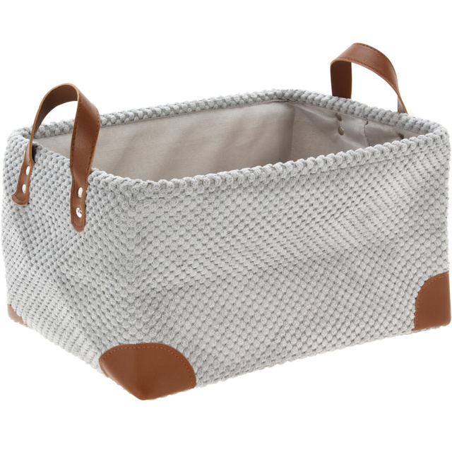 Cos pentru depozitare cu manere, catifea, 36 x 26 x 19 cm