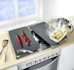 Plăci pentru protejarea plitei, set de 2 plăci rezistente, set de picioare, sticlă călită, 30 x 52 cm, WENKO, cayenne