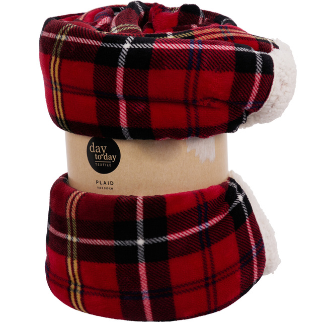 Pătură în carouri, 200 x 150 cm, roșie
