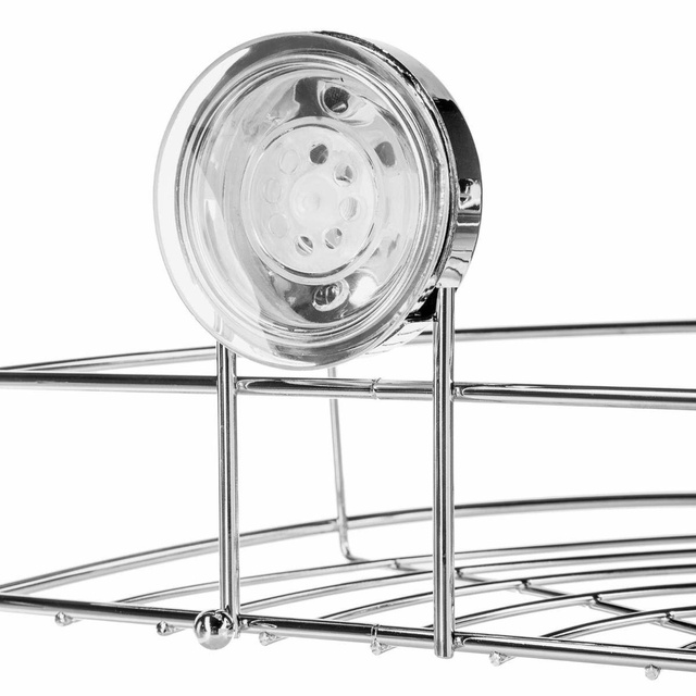 Raft pentru baie, suspendat cu ventuze, otel cromat, coltar