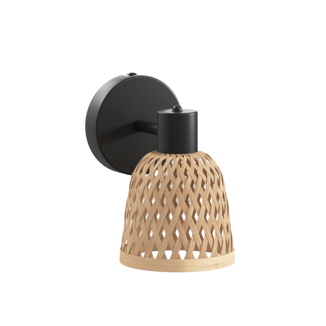 Aplice de perete LIO cu abajur din bambus împletit, Ø 10 cm