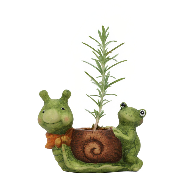 Ghiveci ceramic in forma de melc, 15 cm