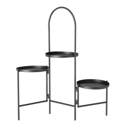 Suport pentru flori, trei niveluri, negru, 68 cm