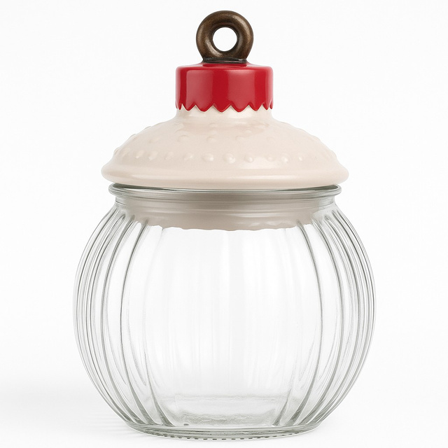 Borcan din sticlă cu motiv sărbătoresc, 1450 ml