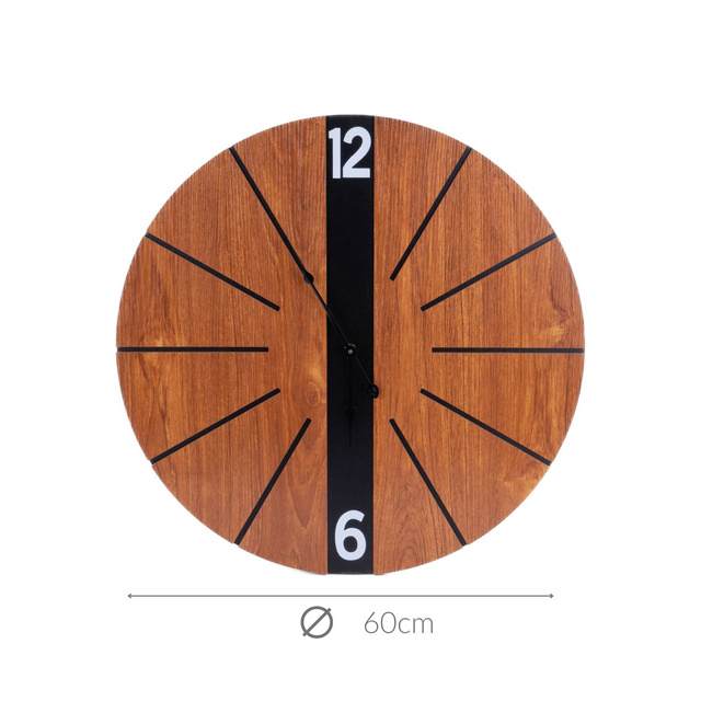 Ceas de perete cu cadran minimalist imitand lemnul, mdf, Ø 60 cm