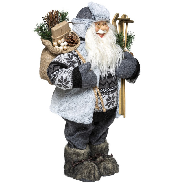 Figurină de Moș Crăciun cu schiuri