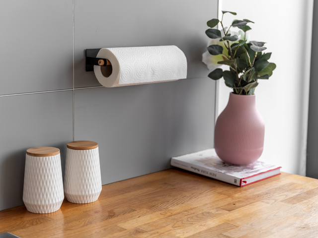 Suport magnetic pentru prosop de hartie MAGNA, bambus, 30 cm, WENKO