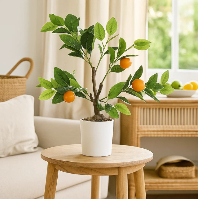 Pom tree decorativ portocaliu, 58 cm