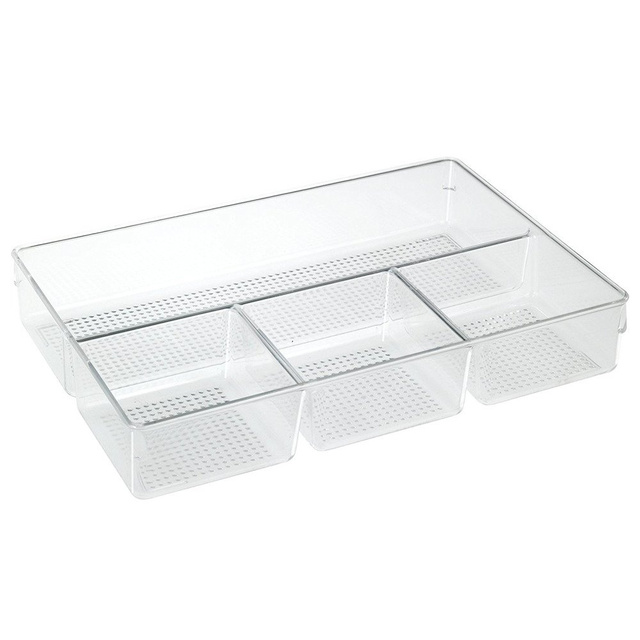 Organizator pentru cosmetice Wenko Femne, 4 compartimente, Plastic, Transparent