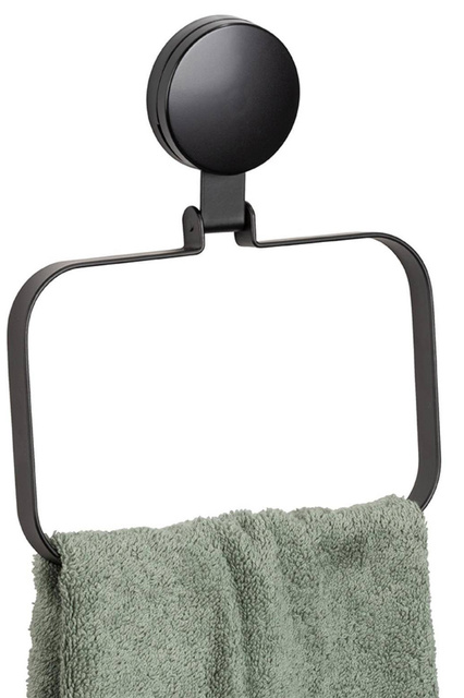 Suport pentru prosop PAVIA Static-Loc, negru, Wenko