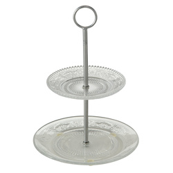 Placă de sticlă pe picior decorat, RELIEF, Ø 25 cm