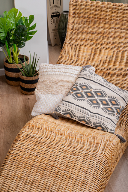 Cos din iuta tesuta cu dungi, cosuri de diverse marimi, 4 bucati in set