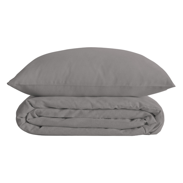 Set de cearșafuri solide din bumbac Percale gri 240 x 220 cm