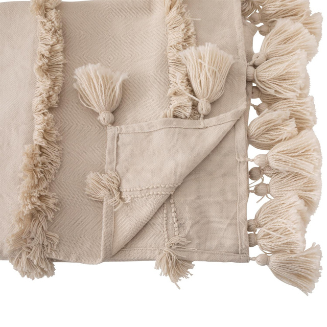 Cuvertură de pat Boho Row, 100% PET reciclat, cu franjuri, 180 x 130 cm