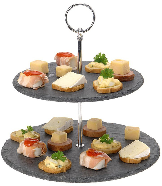 Tavă din piatră pentru prăjituri și gustări, 2 niveluri